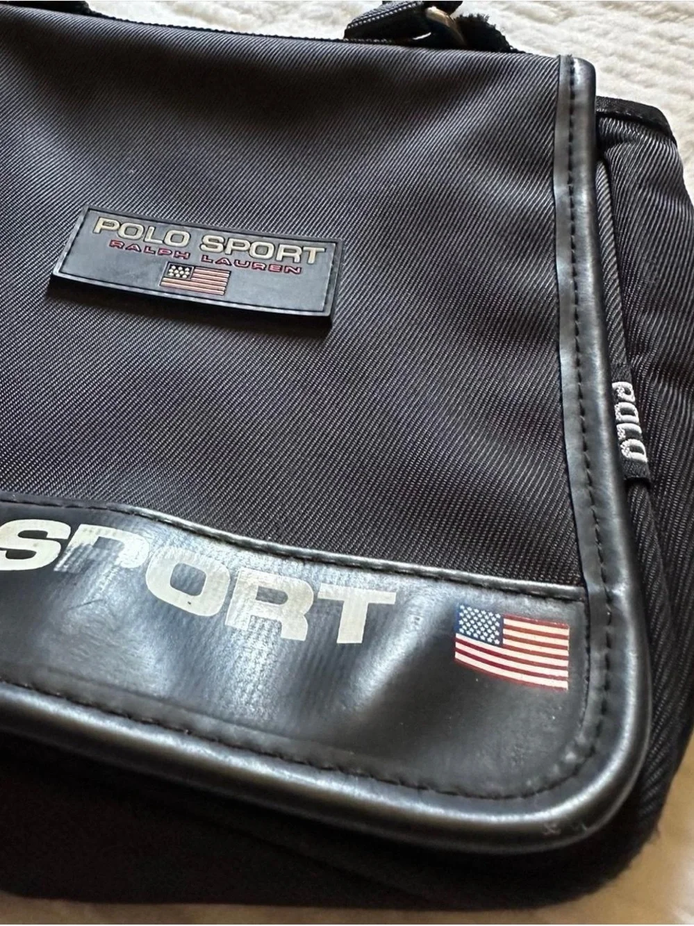 Vintage Polo by Ralph Lauren Black Polo Sport Messenger Bag